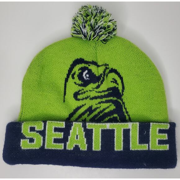 Unbranded Seattle Seahawks Hawks 12 Football Beanie Hat Stocking Cap - Picture 1 of 5